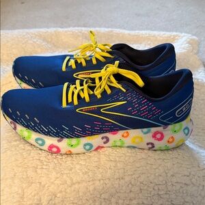 Brooks Glycerin 20 Blue Fruit Loops Running Sneakers with Yellow Accents